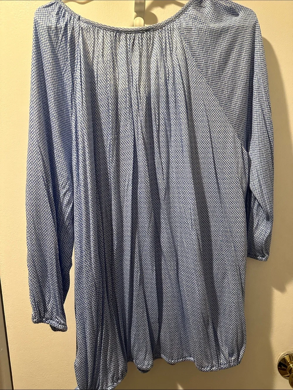Michael Kors Soft Sky Blue Long-Sleeve Peasant Tunic XL